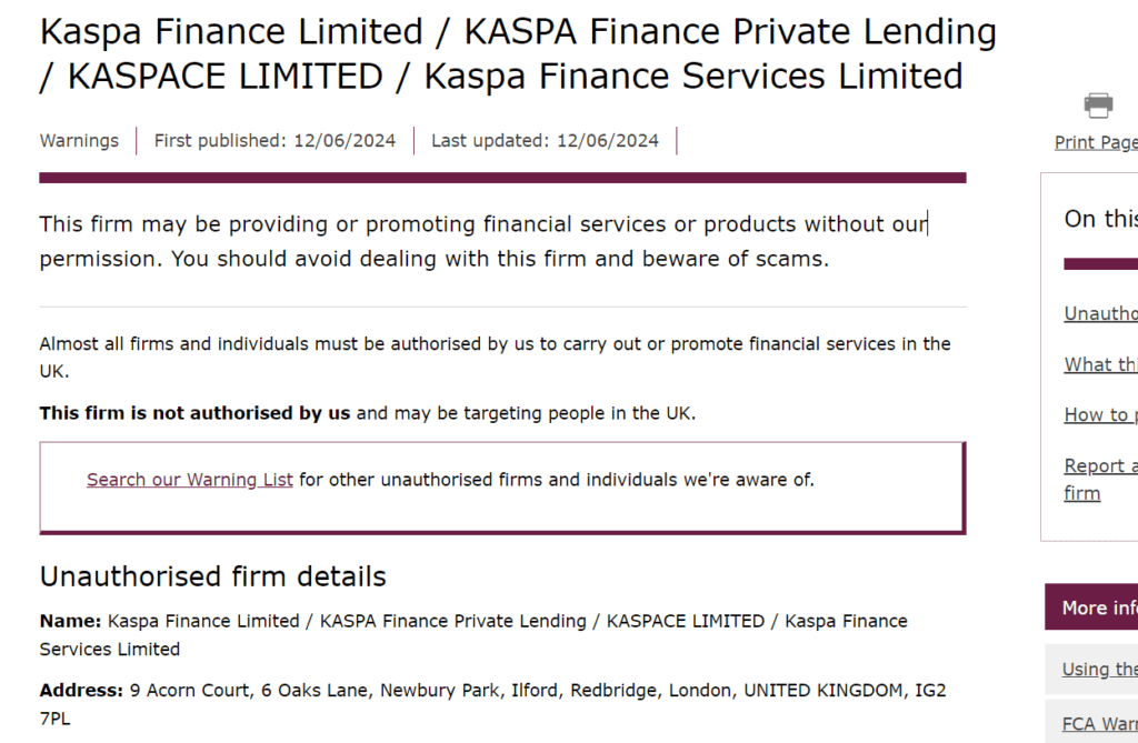 Kaspa Finance Limited Review - Is Kaspa Finance Limited Trustworthy?