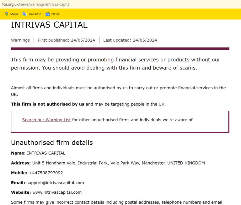 INTRIVAS CAPITAL Review: Is INTRIVAS CAPITAL Trustworthy or a Scam?