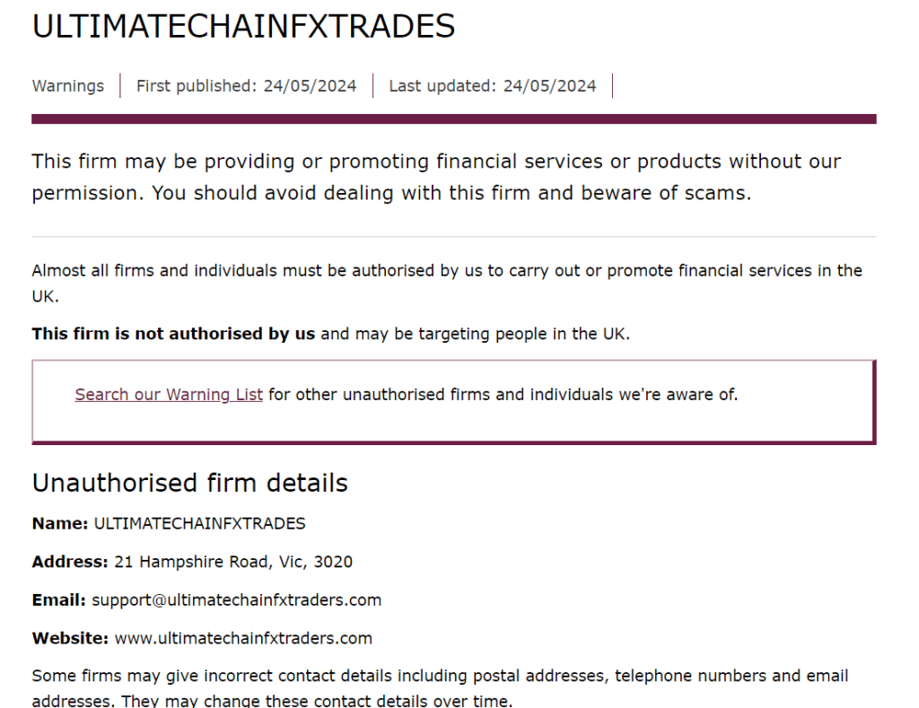 ULTIMATECHAINFXTRADES Review: Is ULTIMATECHAINFXTRADES Legit or a Scam?