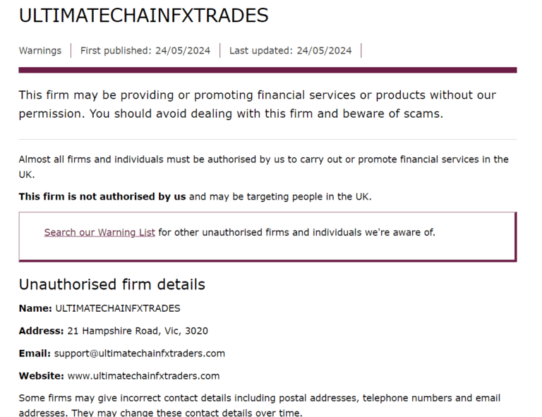 ULTIMATECHAINFXTRADES Review: Is ULTIMATECHAINFXTRADES Legit or a Scam?