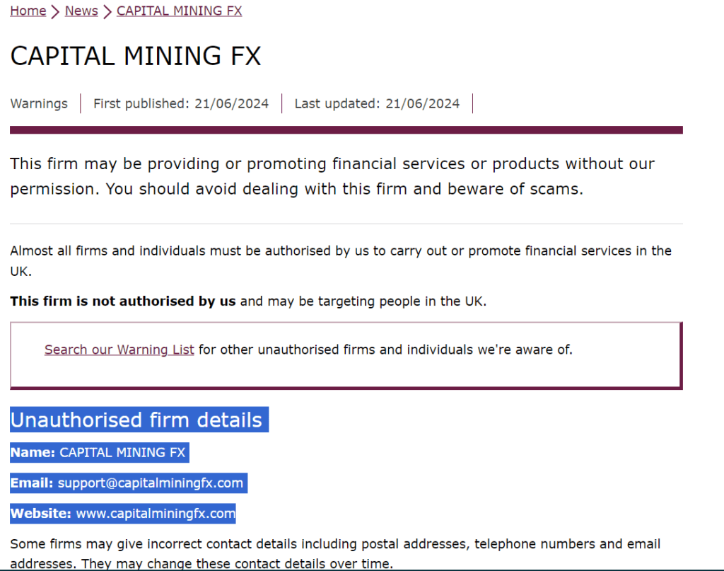 CAPITAL MINING FX